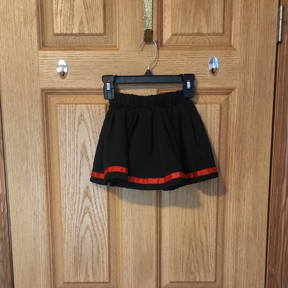 Black and Red Mini Skater Skirt w/ Smocked Detail Toddler Cheerleading Skirt 4T